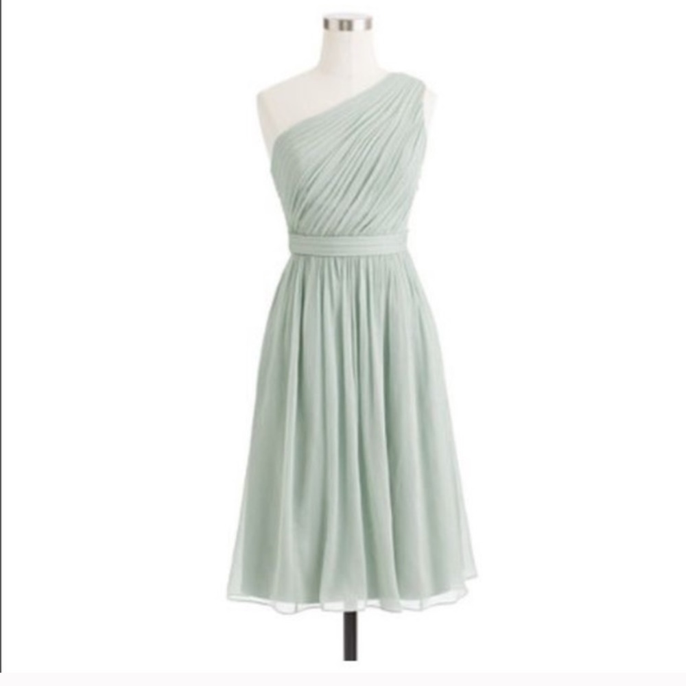 Jcrew one shoulder midi dress in chiffon